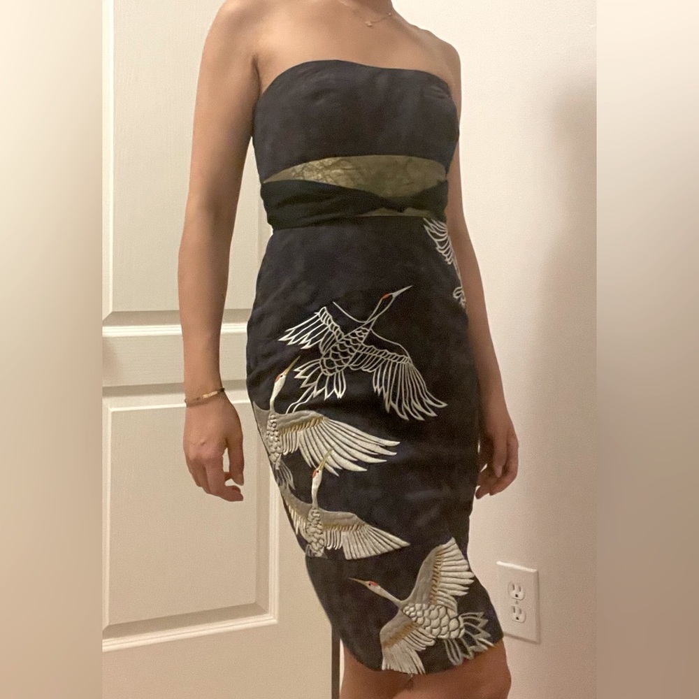 Floreat vintage strapless embroidered asian theme dress